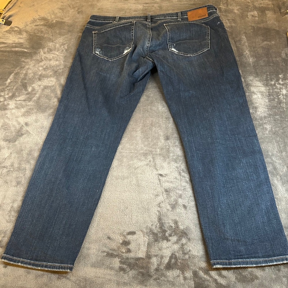 Mavi Jake Slim Leg Jeans Mens 38x28 Dark Wash Blue Distressed Stretch Denim - Picture 6 of 12